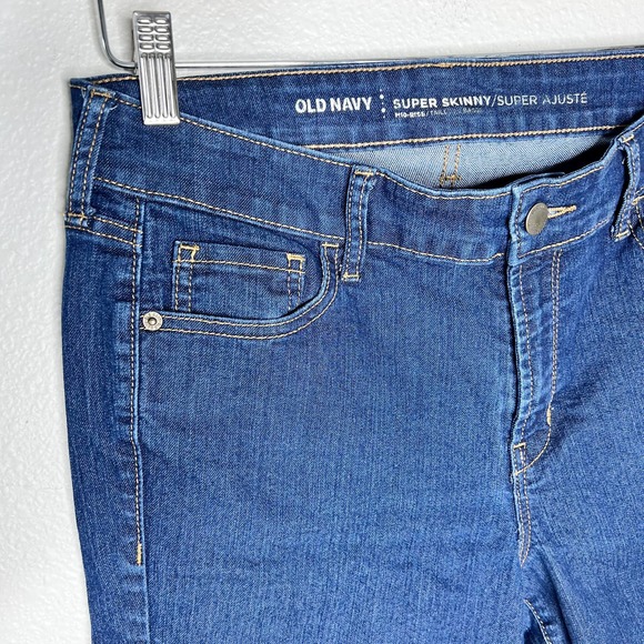 Old Navy Mid Rise Super Skinny Medium Wash Blue Denim Jeans Women's Size 10 - Picture 2 of 7
